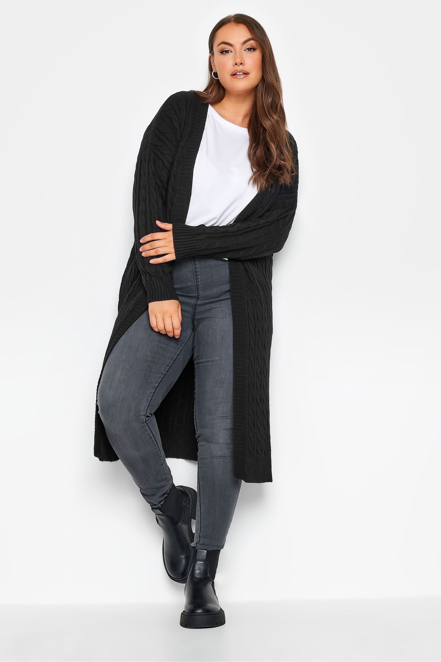 Yours Curve Black Maxi Longline Cardigan