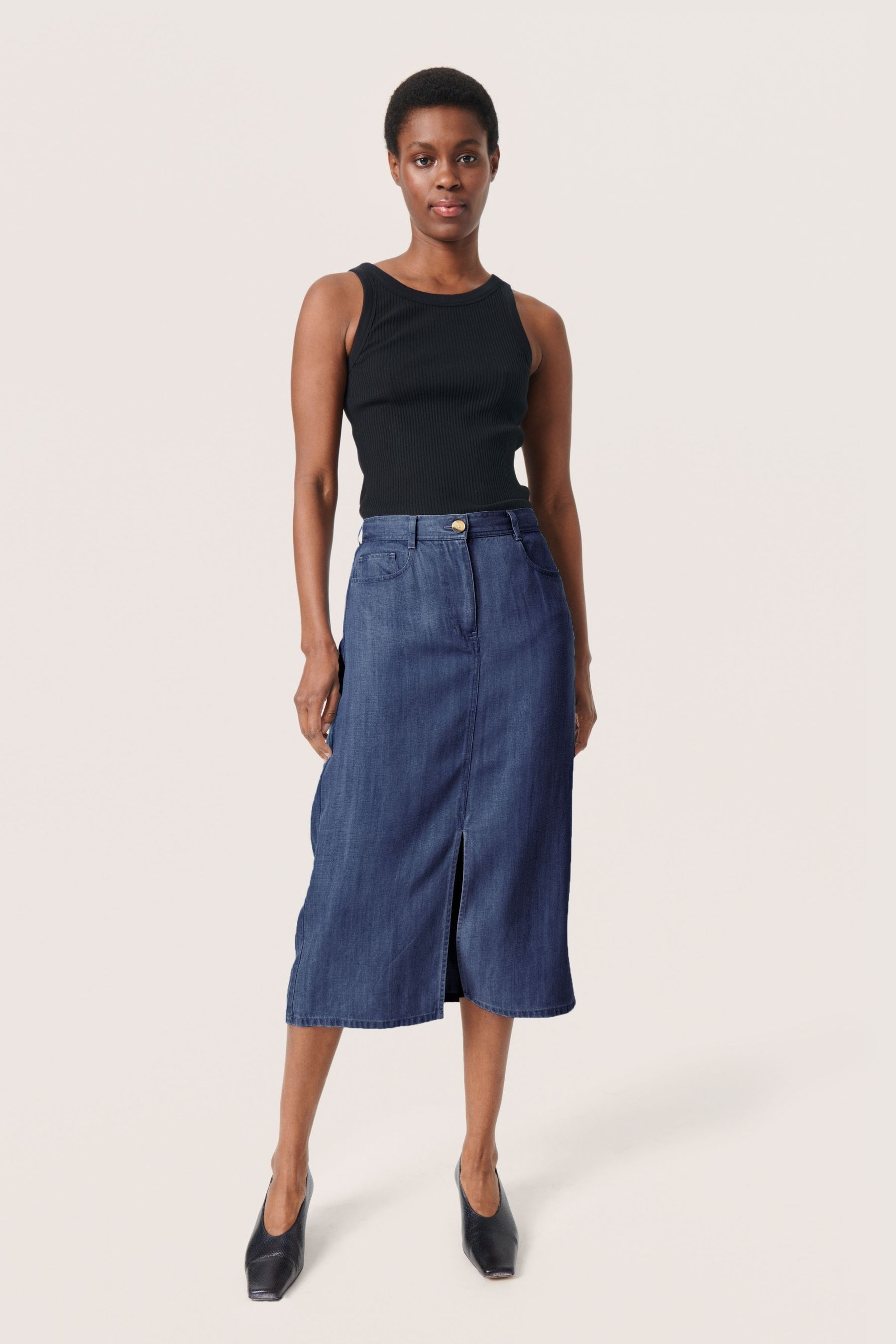 Buy Soaked in Luxury Blue Friday Midi Length Denim Skirt from the Next UK online shop
