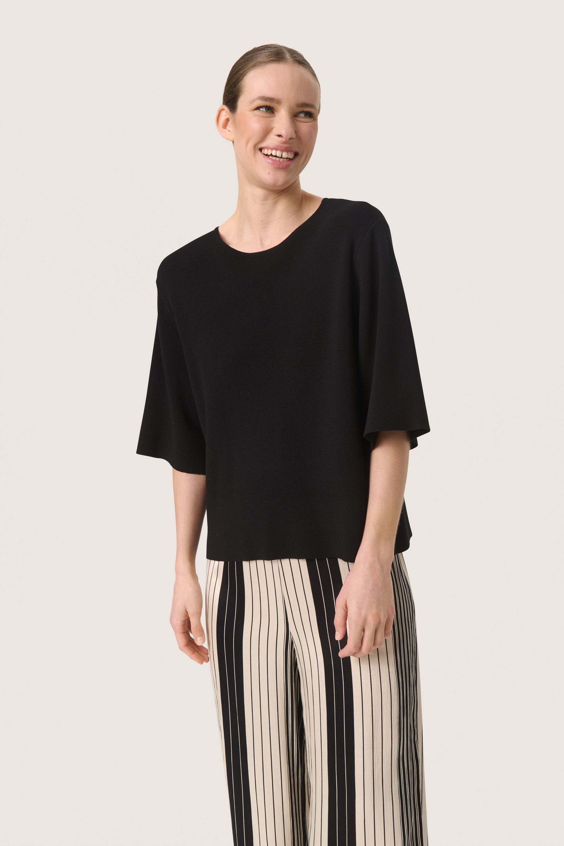 Black half sleeve sweater clearance