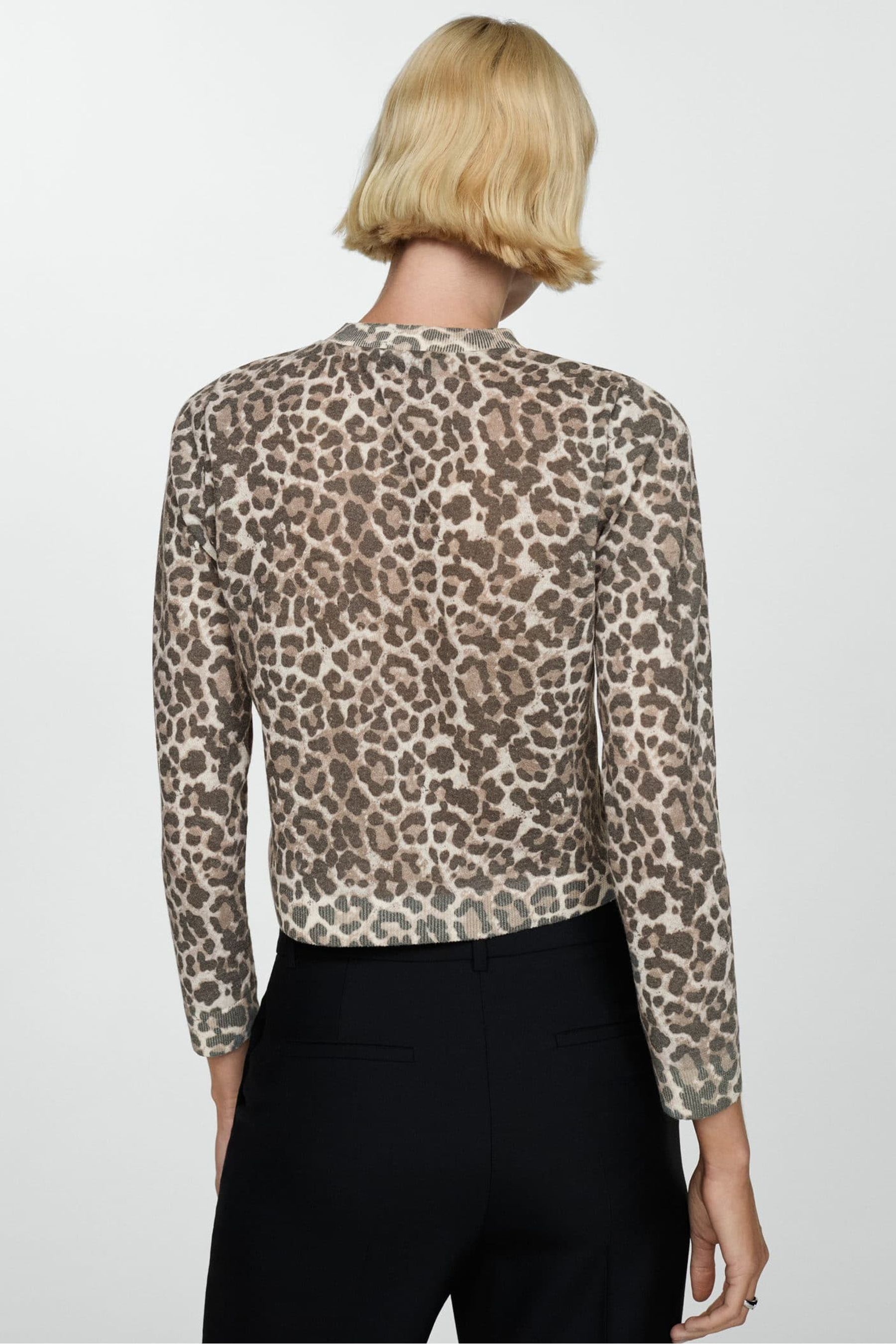 Grey animal print cardigan top