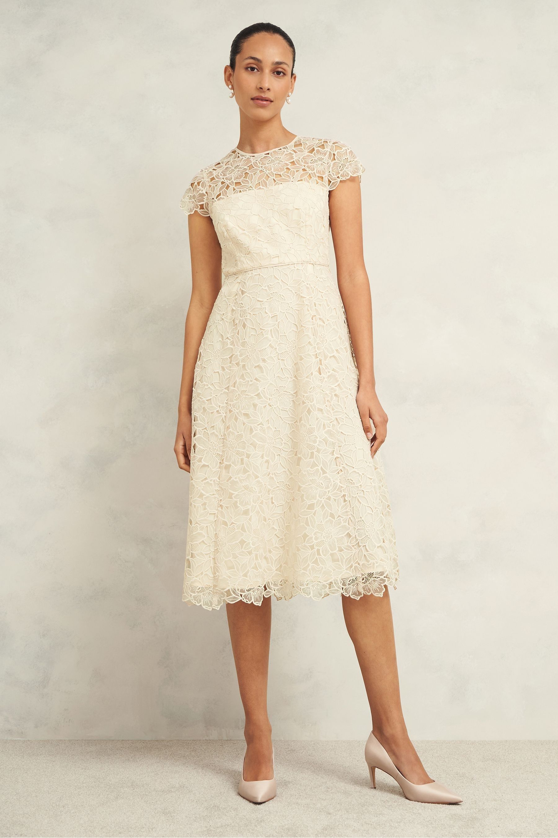 Buy Hobbs Cream Johanna Lace Dress from the Next UK online shop