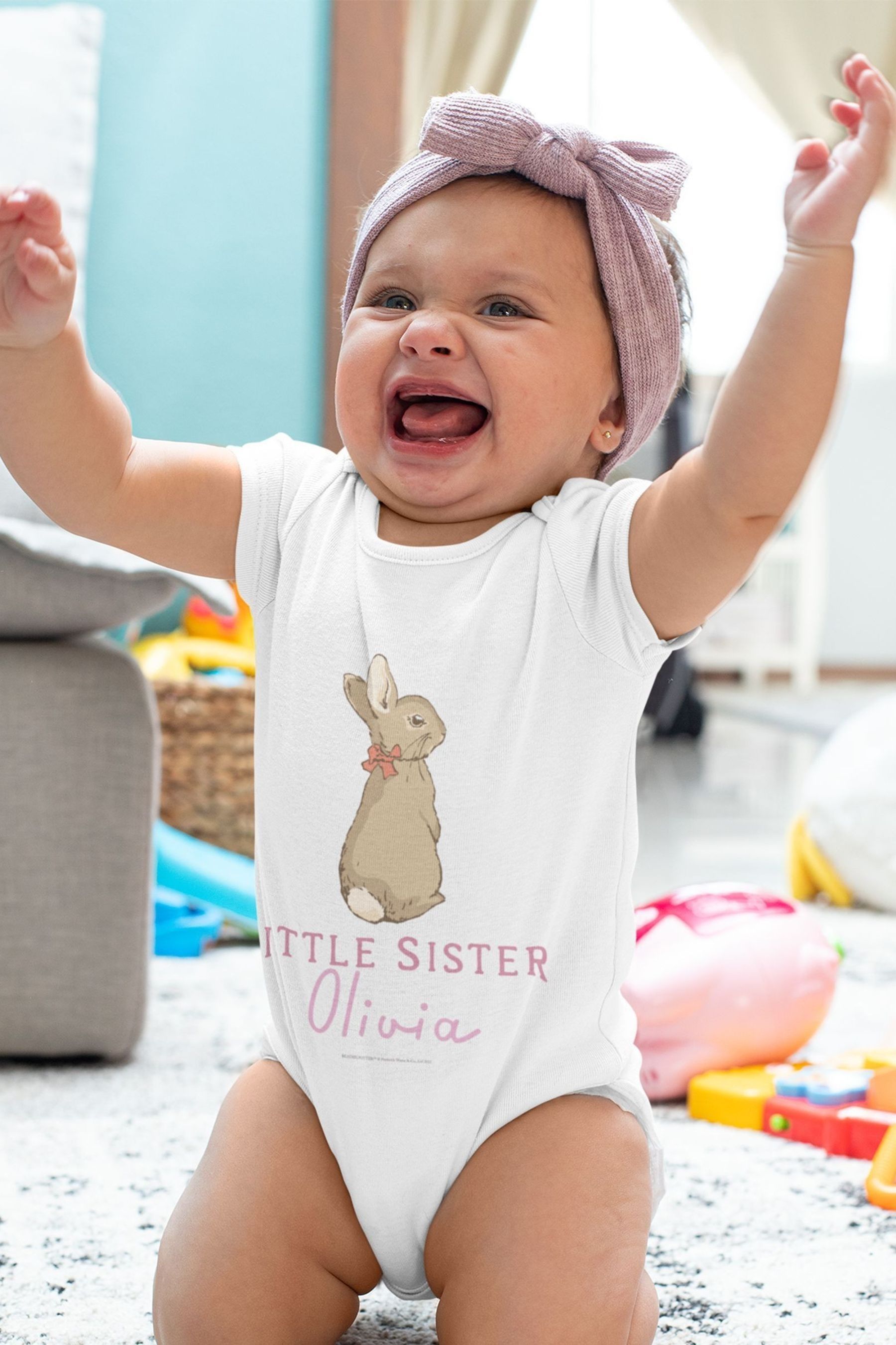 Star Editions Little Sister Personalised White Babygrow
