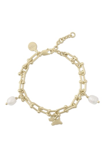 Radley London 18ct Gold Plated Horseshoe Link Pearl Charm Bracelet