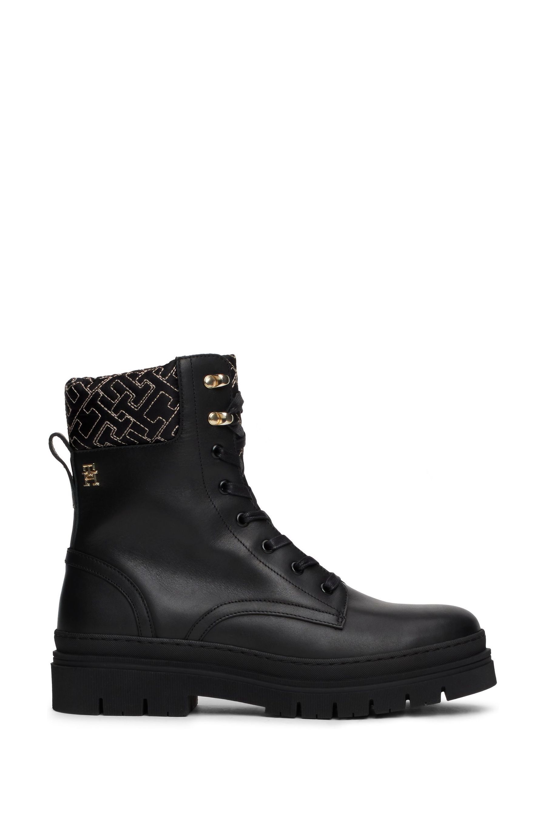 Tommy Hilfiger Lace Up Leather Black Boots