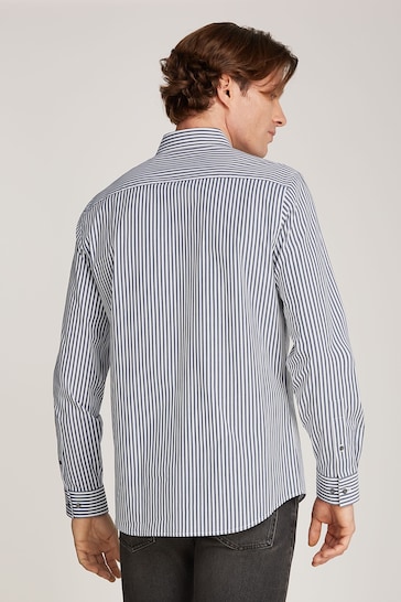 Calvin Klein Blue Poplin Stretch Stripe Shirt