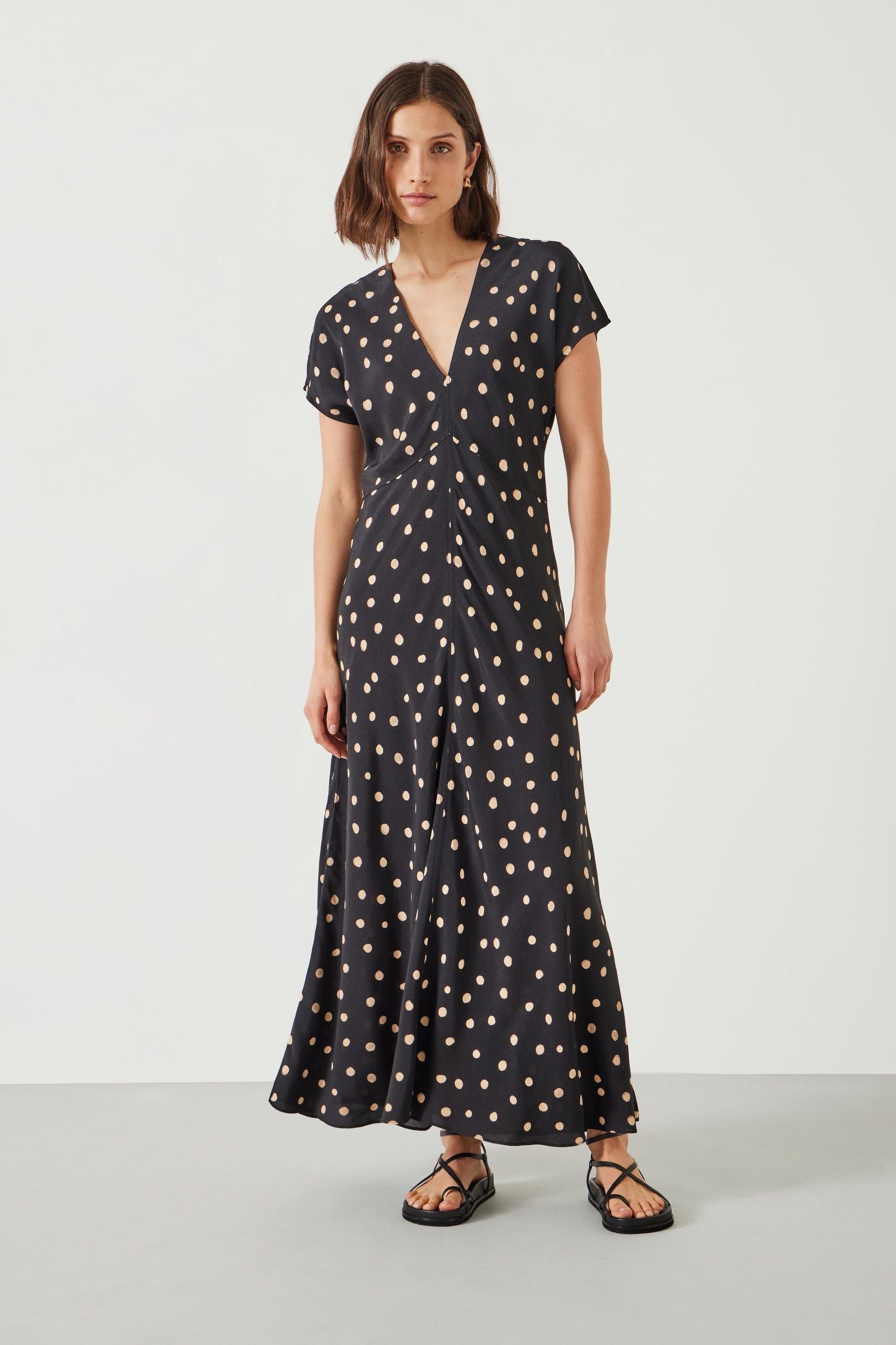 Black and white polka dot maxi dress cheap