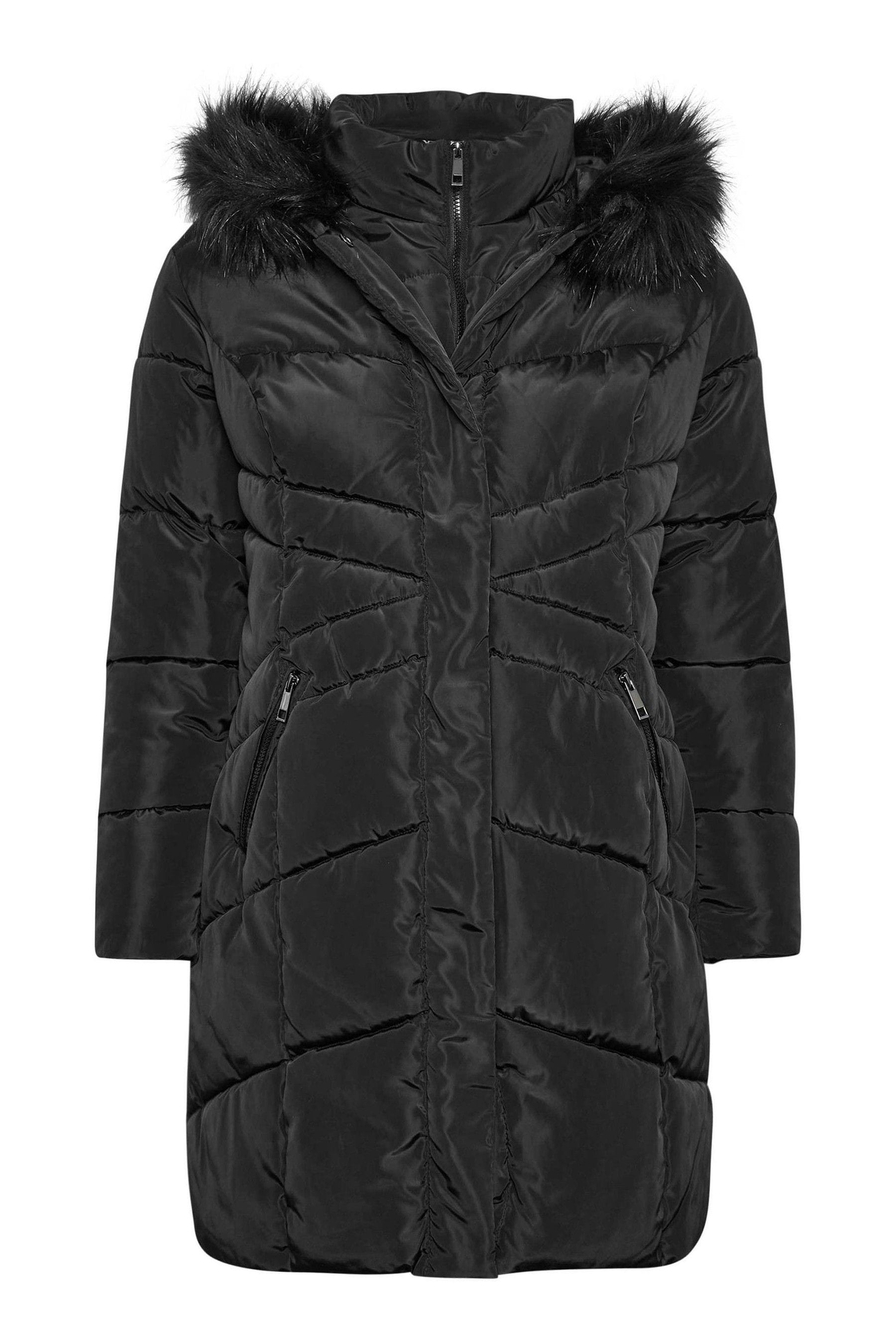 Yours Curve Black Midi Padded Puffer Coat