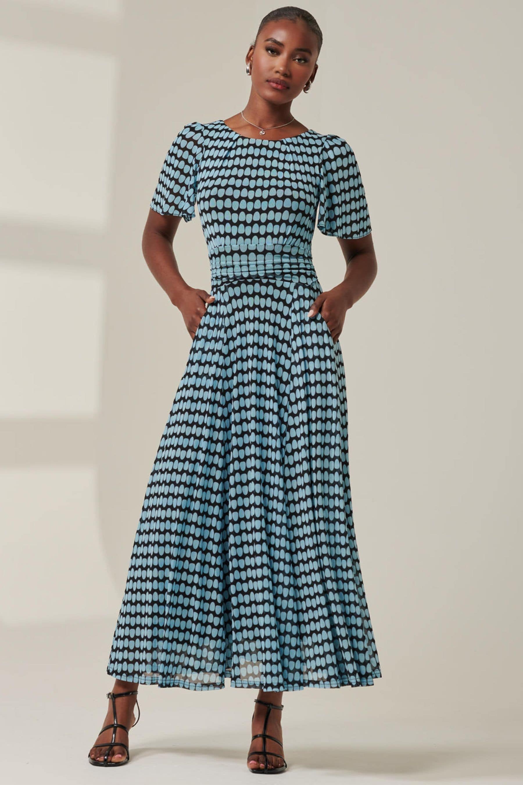 Blue spot maxi dress new arrivals