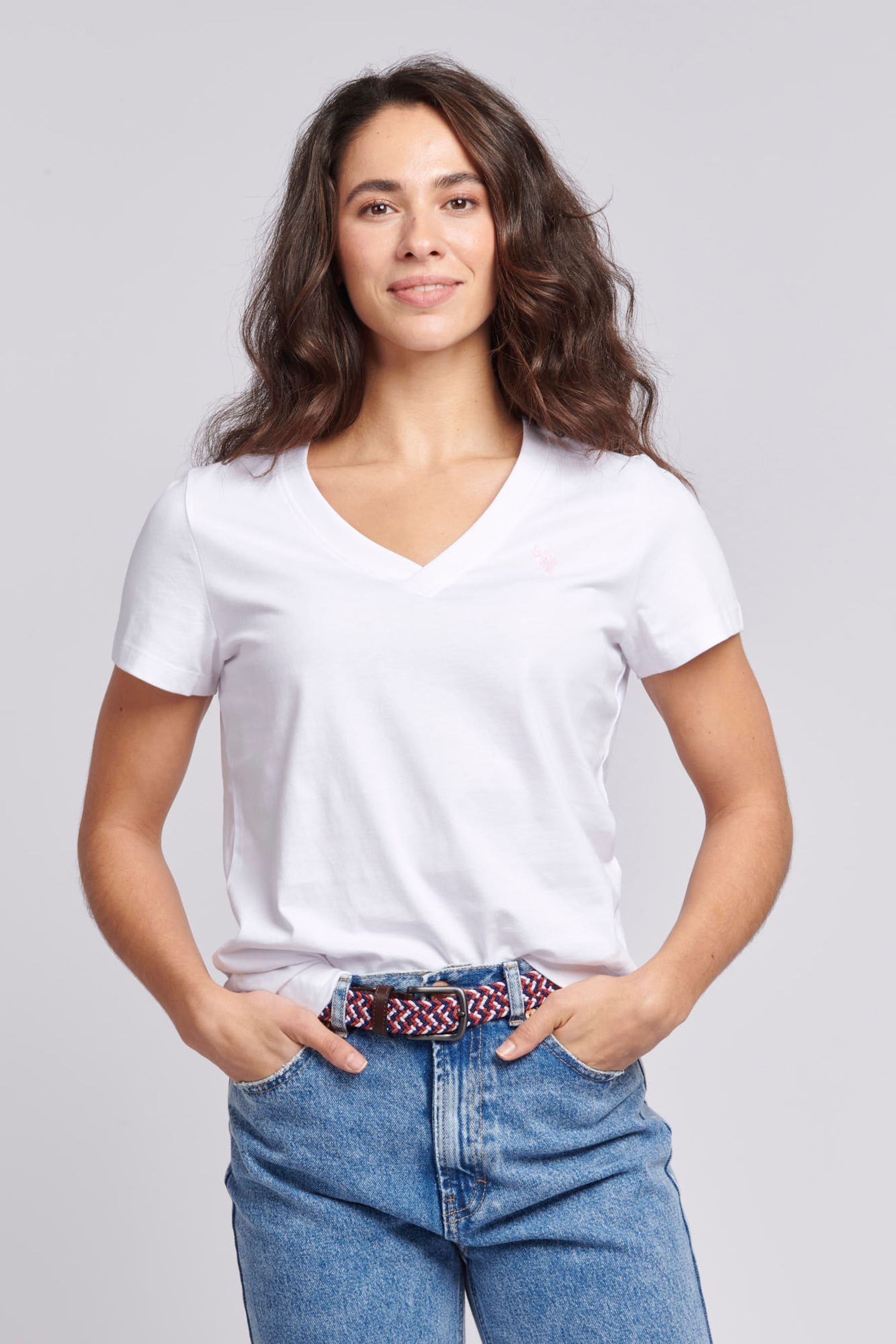 Buy U.S. Polo Assn. White Regular Fit Womens V Neck T Shirt from the Next UK online shop