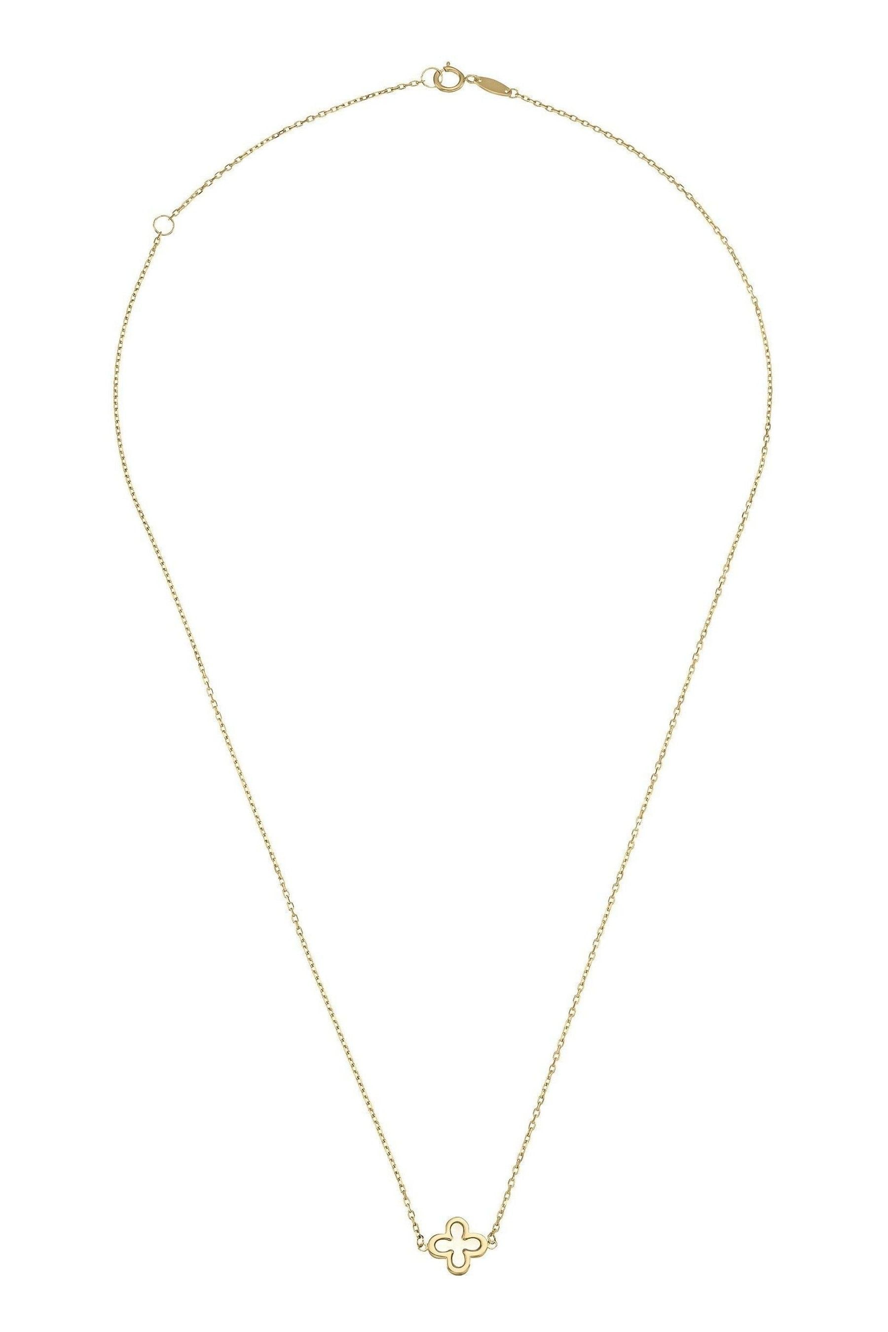Beaverbrooks 9ct Yellow Gold Mother of Pearl Single Clover Necklace