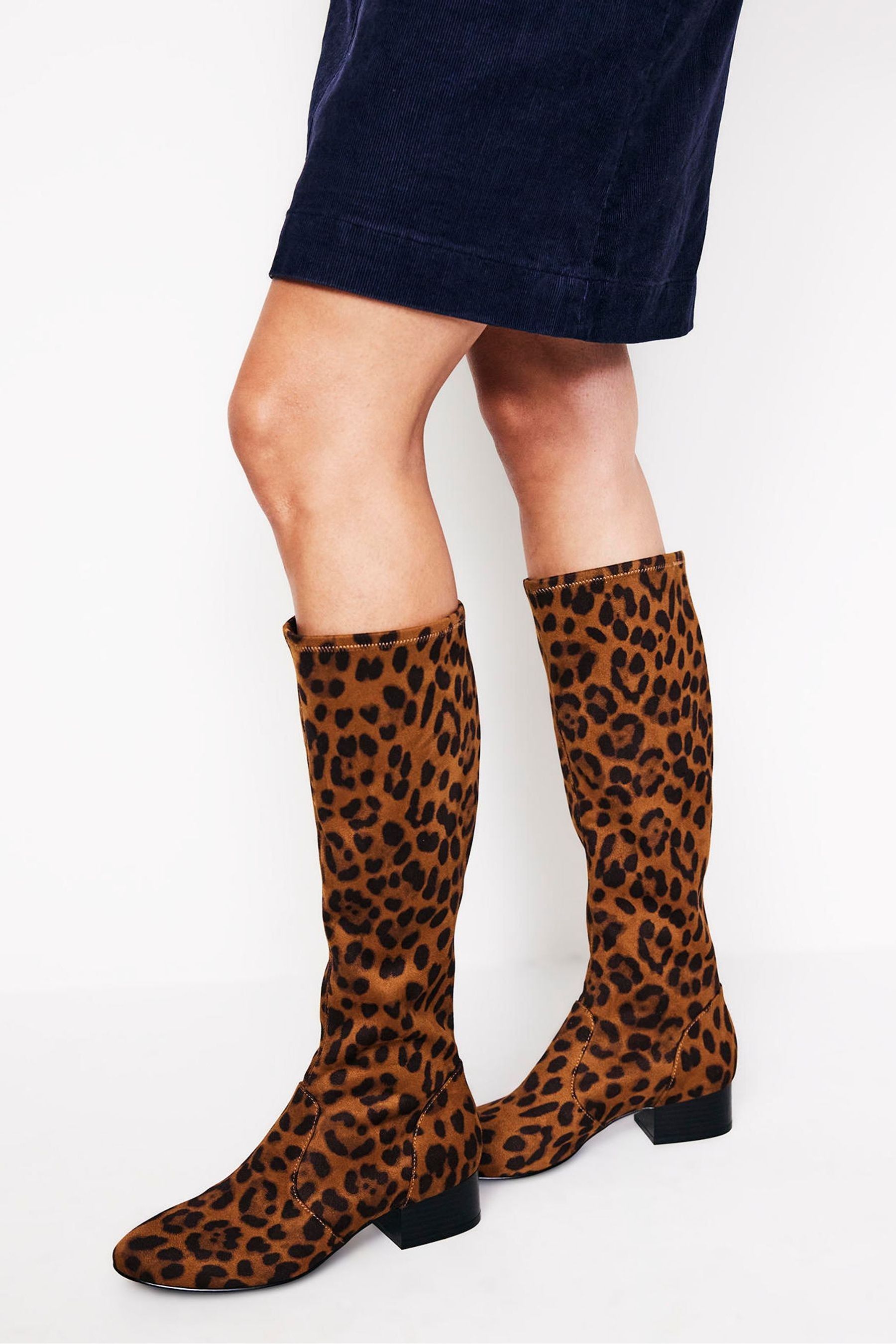 Leopard print flat boots uk top