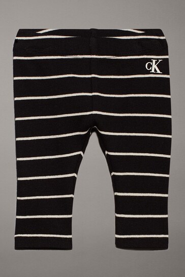 Calvin Klein Black Striped Rib Leggings