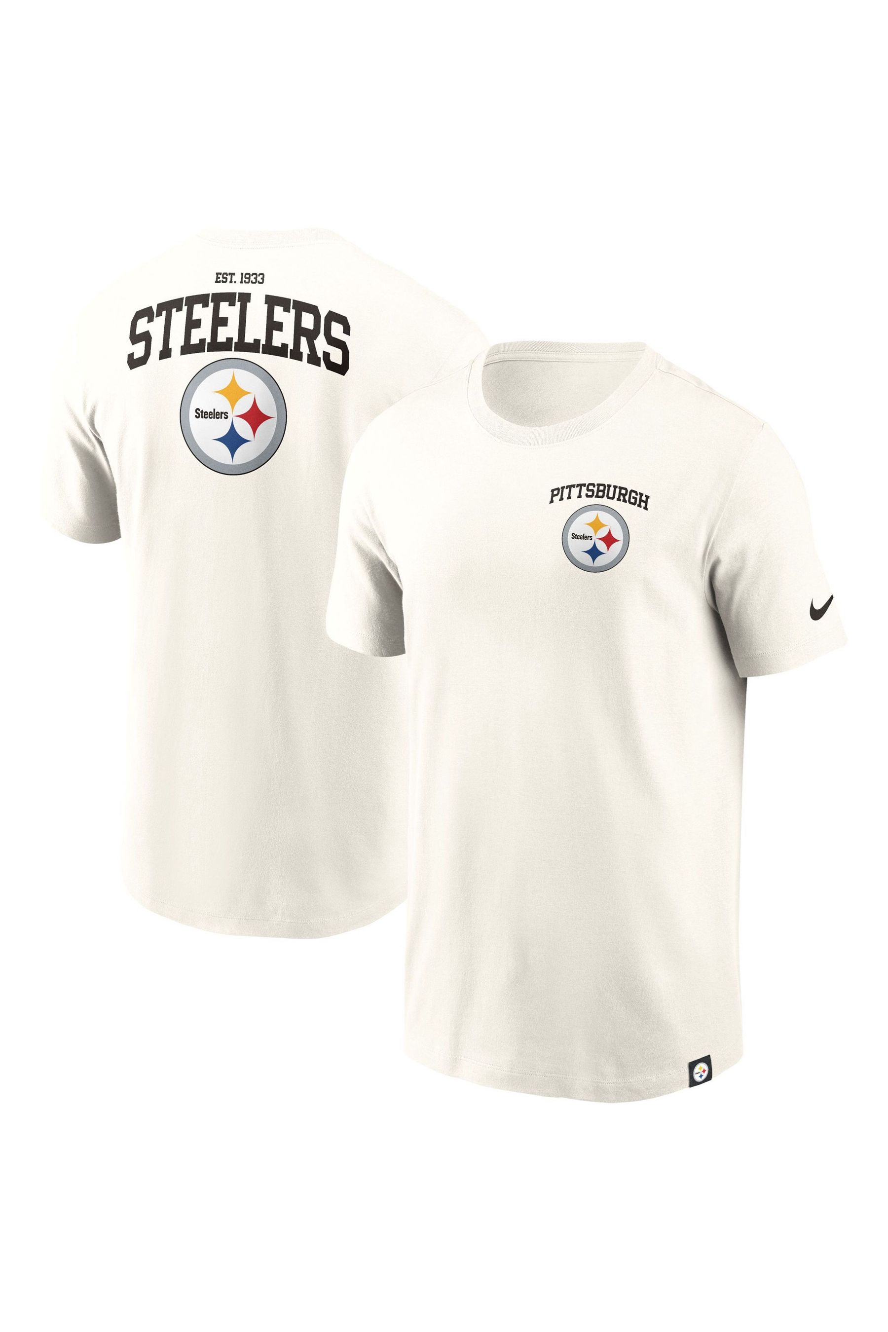 Buy Fanatics Cream NFL Pittsburgh Steelers Short Sleeve Essential Cotton T Shirt from the Next UK online shop