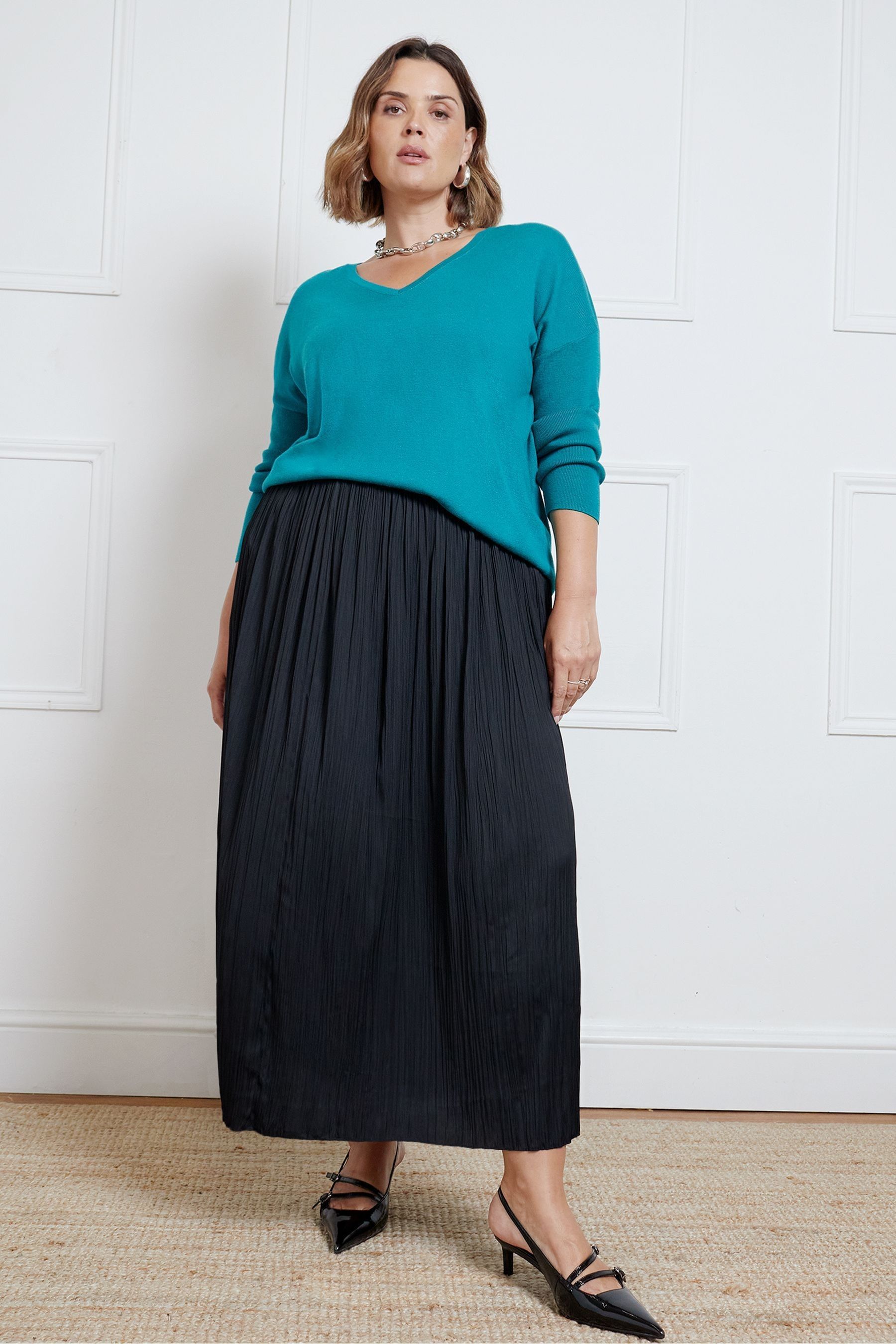 Buy Live Unlimited Black Pleated Midi Skirt from the Next UK online shop
