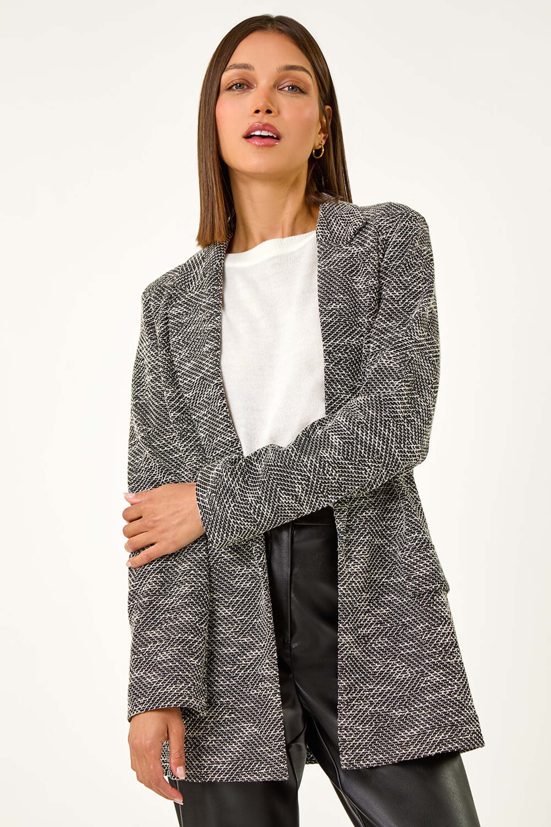 Buy Roman Black Textured Longline Blazer from the Next UK online shop