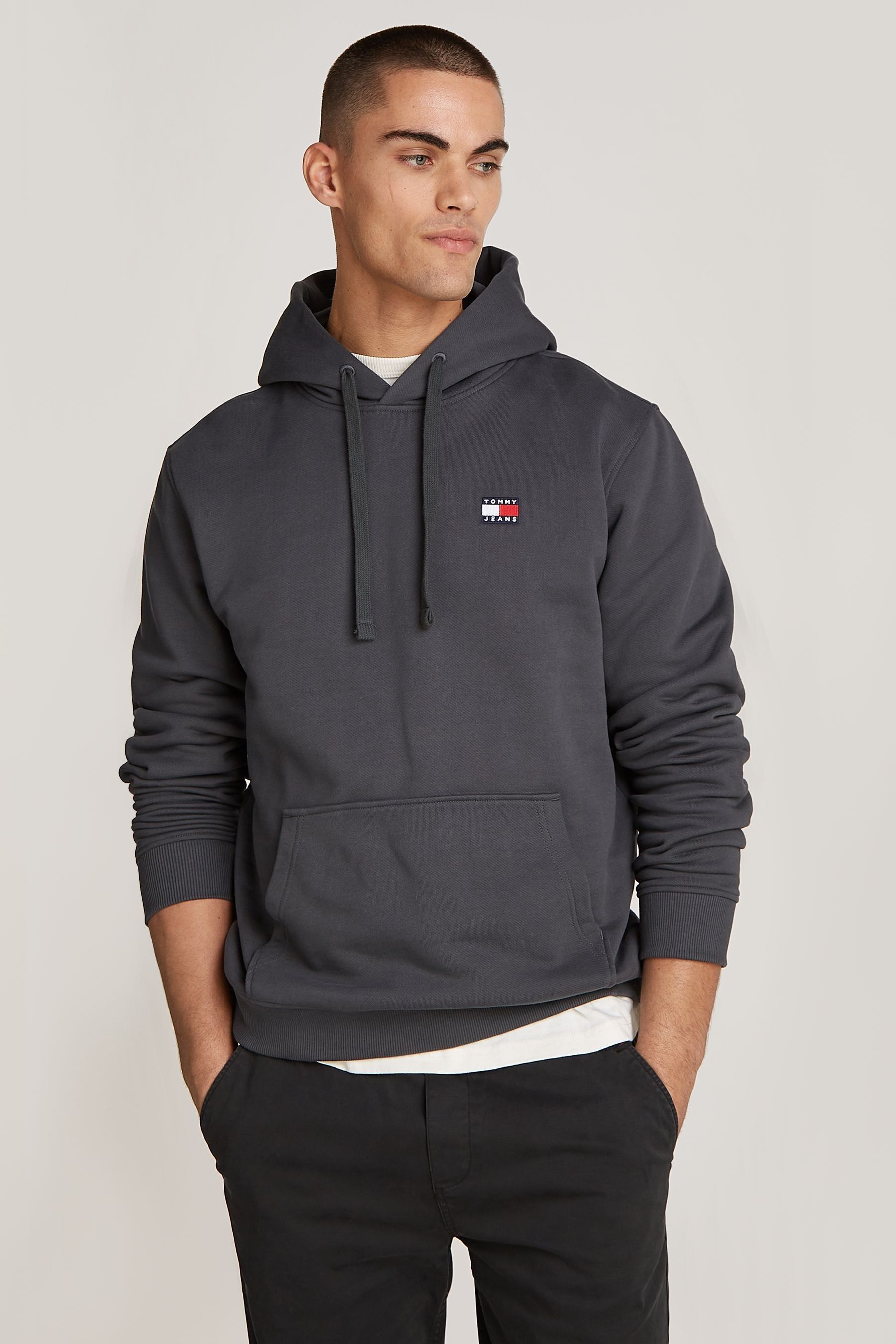 Buy Tommy Jeans Regular Fit Grey Badge Hoodie from the Next UK online shop