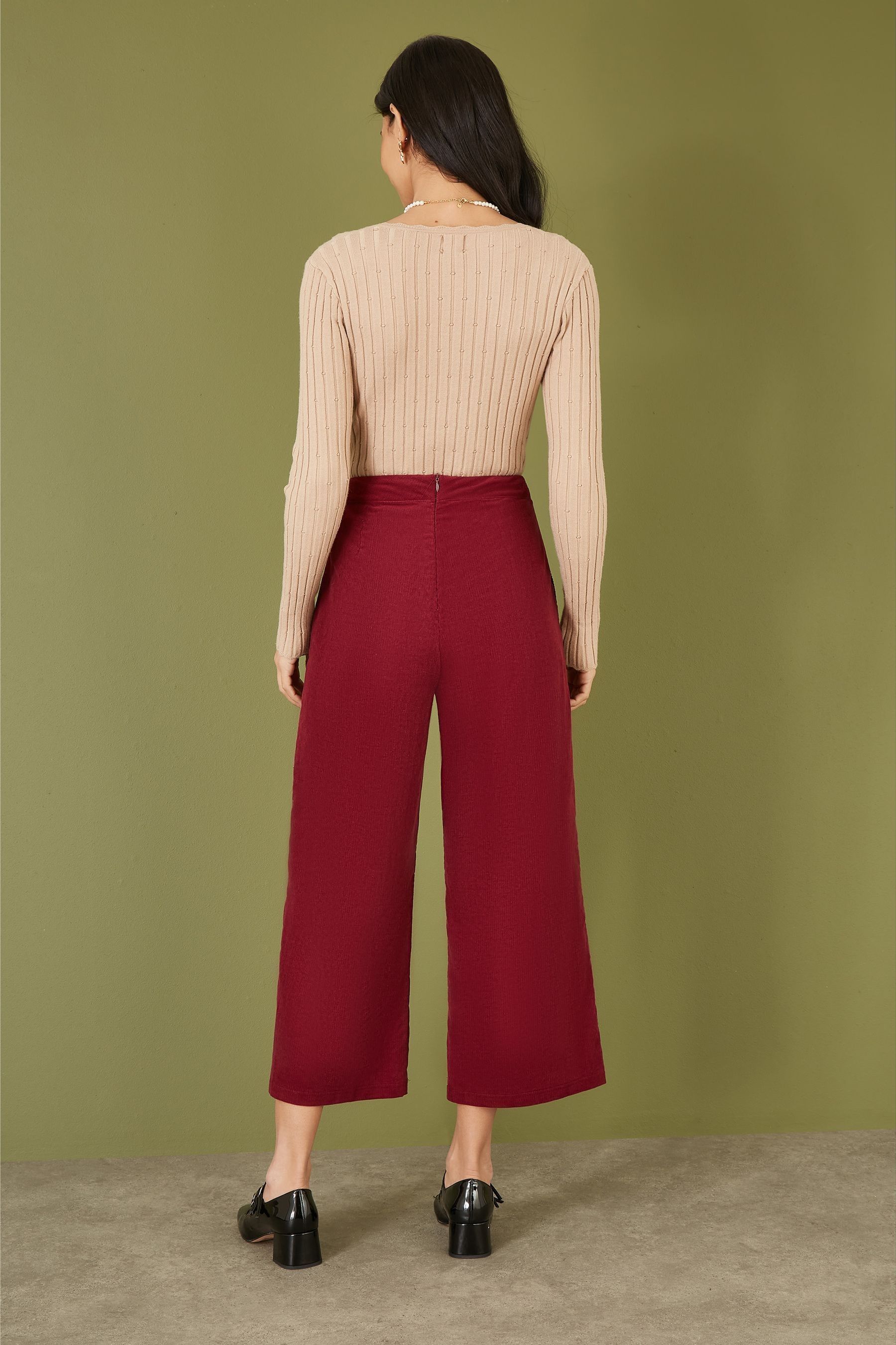 Cropped wide leg cord trousers online