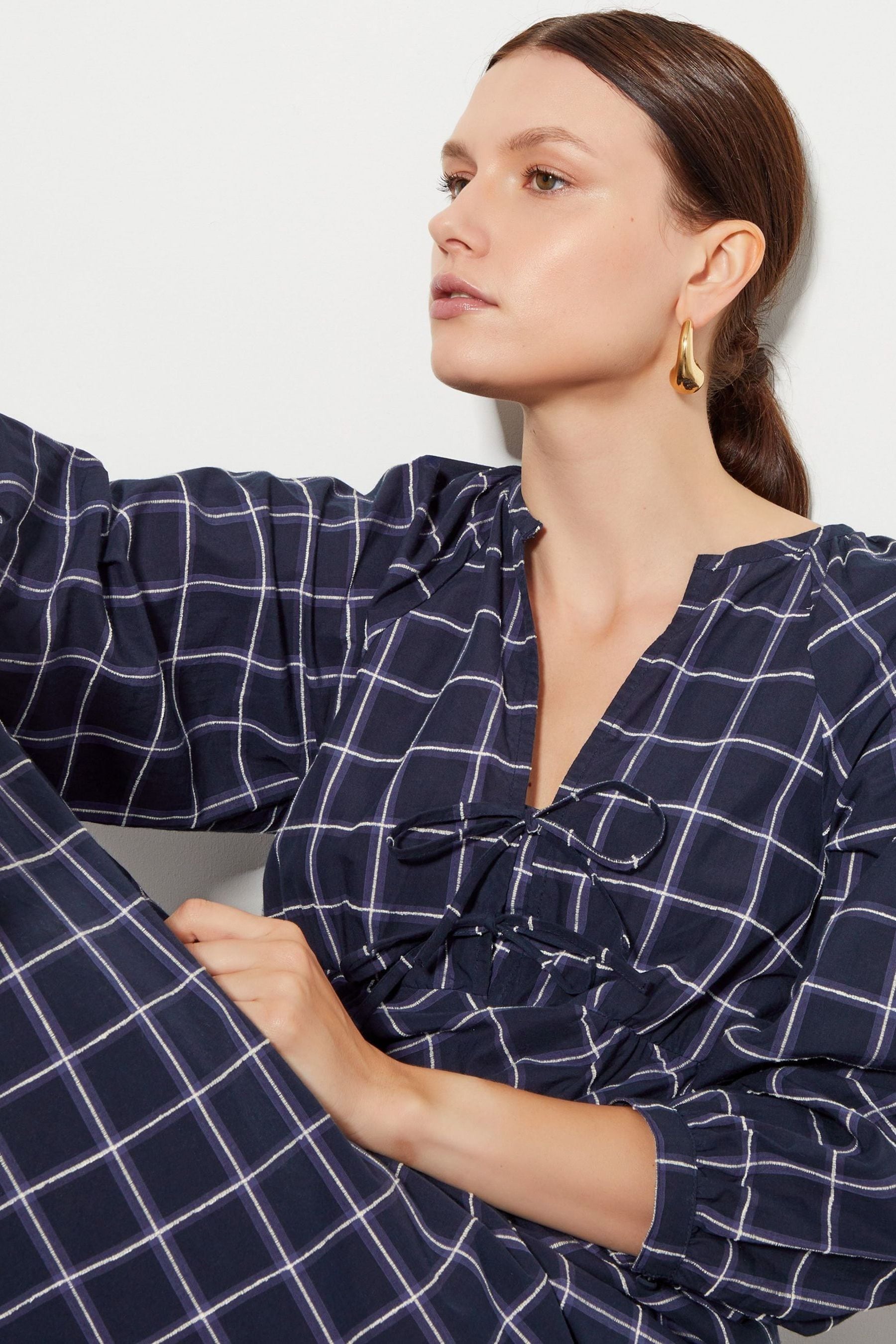 Checkered dress blue new arrivals