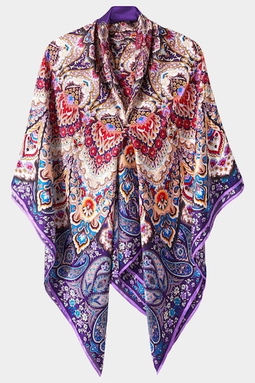 Joe Browns Purple Kaleidoscope Print Silky Square Scarf