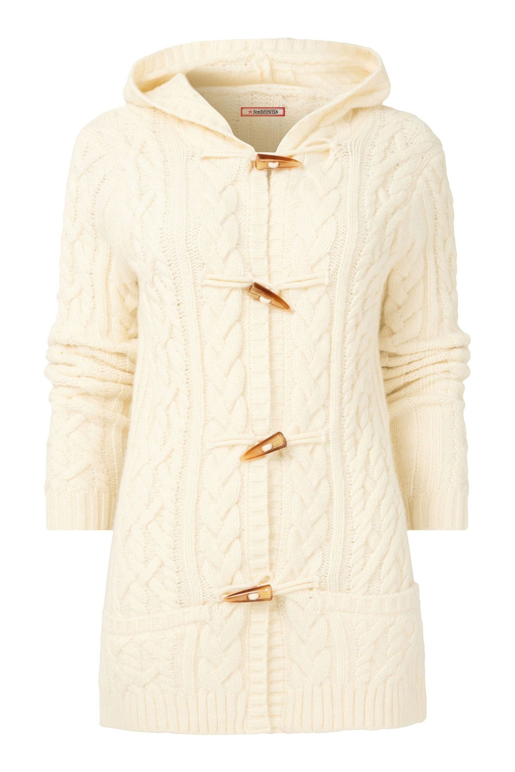 Joe browns chunky cable knit hooded cardigan deals