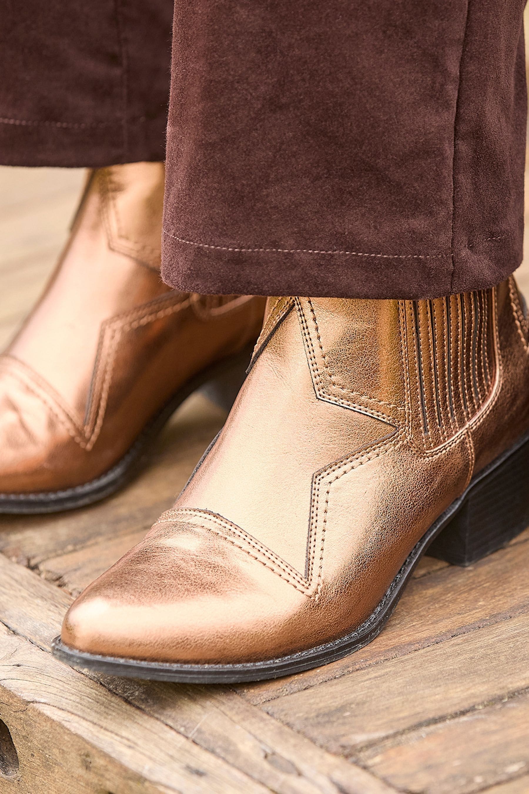 Bronze metallic ankle boots clearance