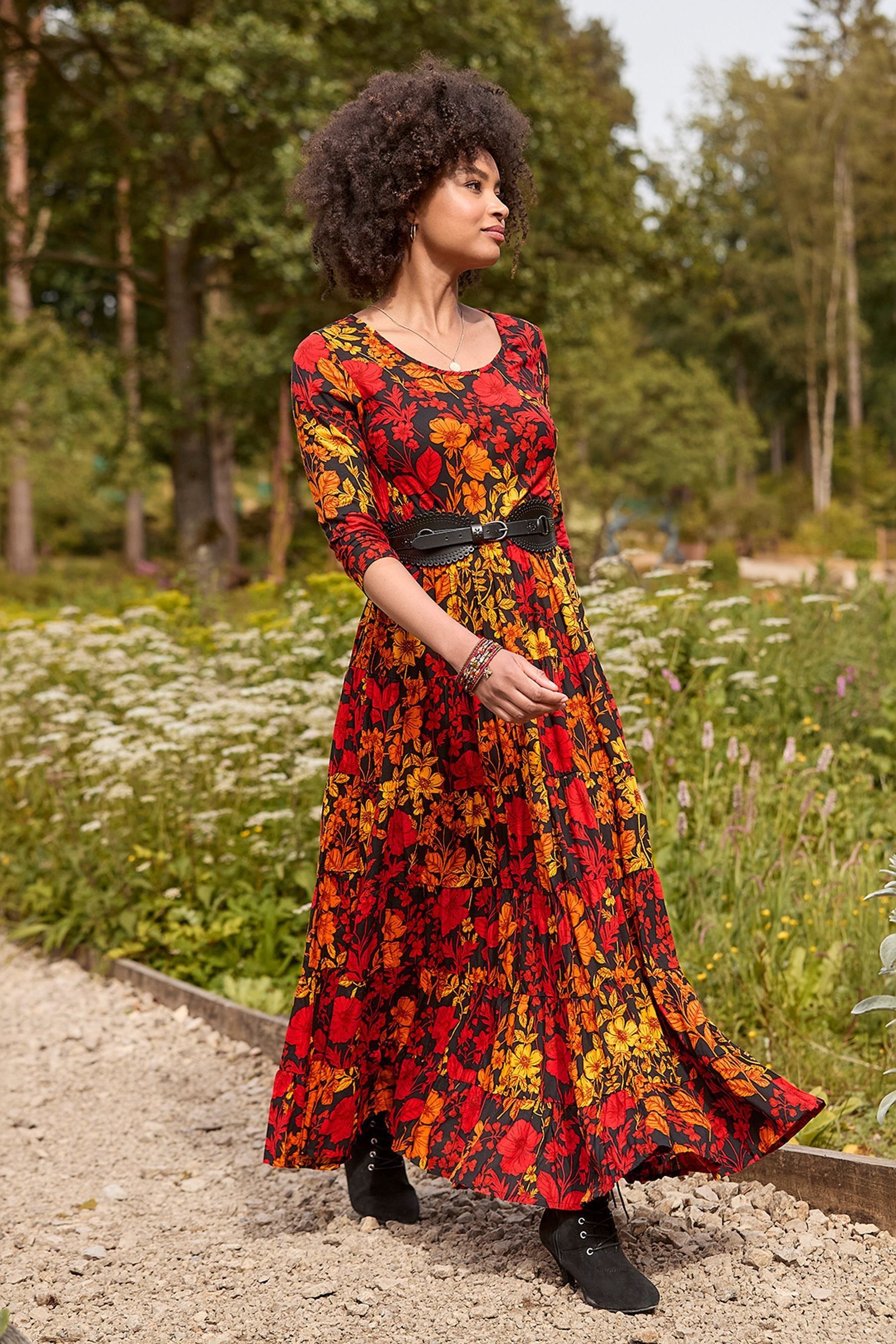 Printed cotton maxi dress shop