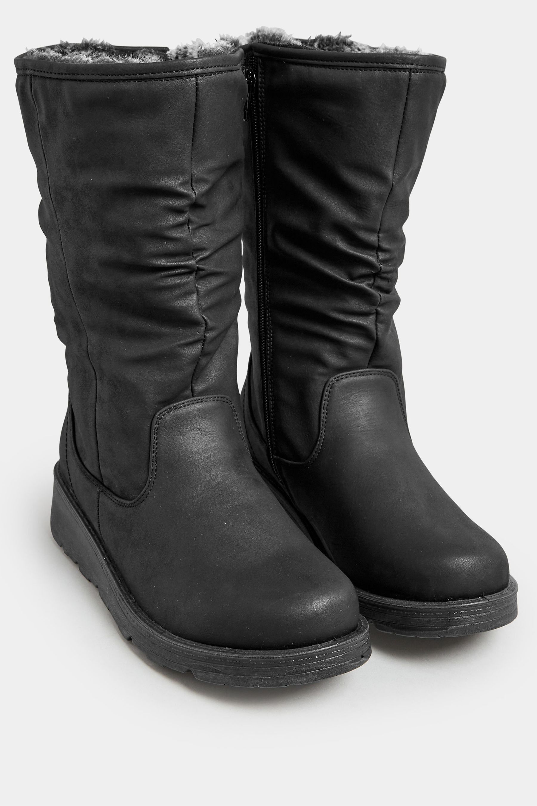 Buy Yours Curve Black Wide Fit Extra Wide Fit Faux Fur Lined Dogwalker Boots from the Next UK online shop