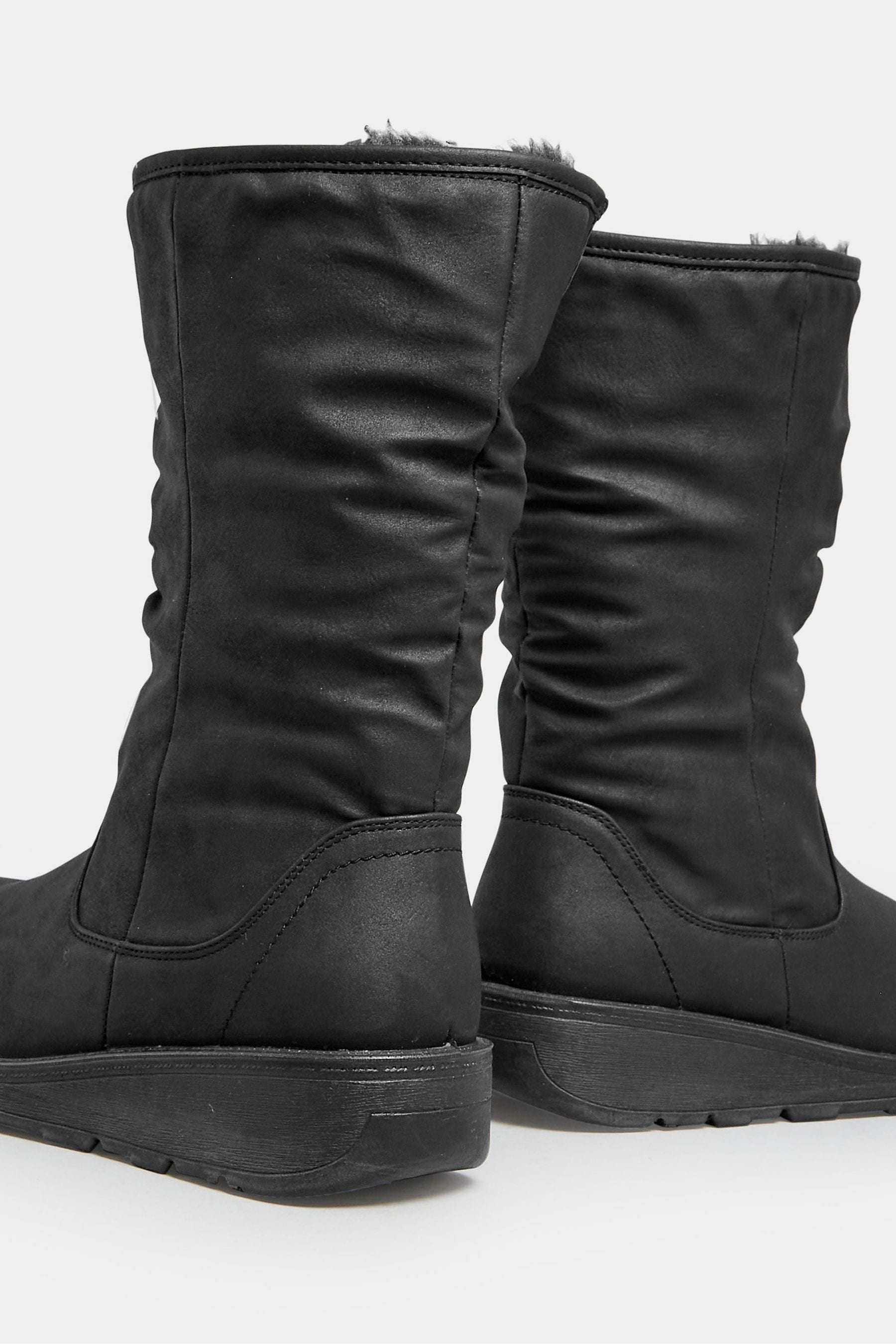 Black fur lined knee high boots online