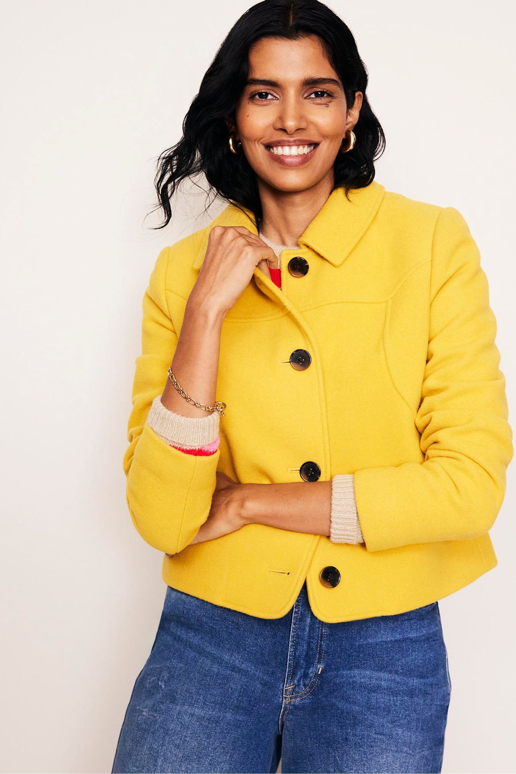 Boden Yellow Oxford Melton Jacket