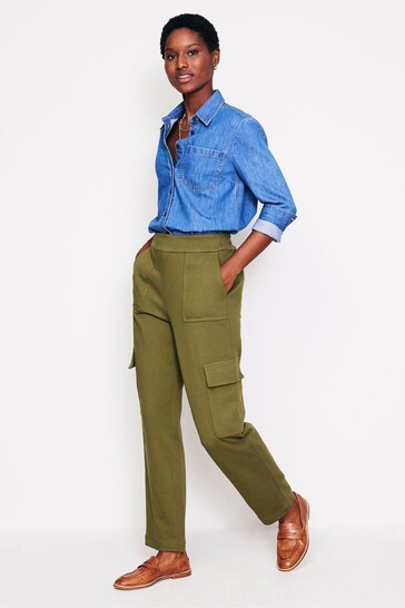 Boden Green Ponte Twill Tapered Trousers