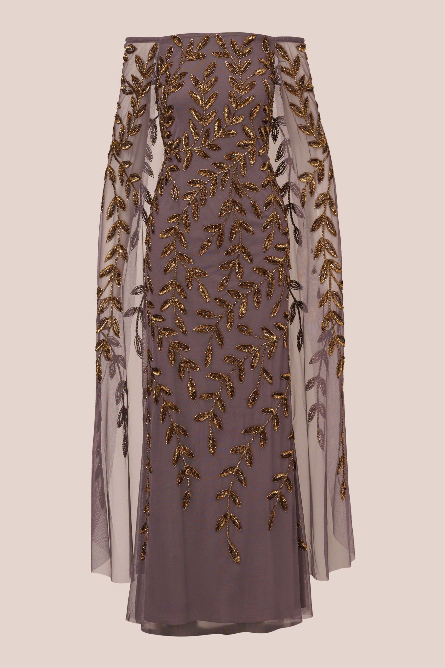 Adrianna papell beaded cape gown shop