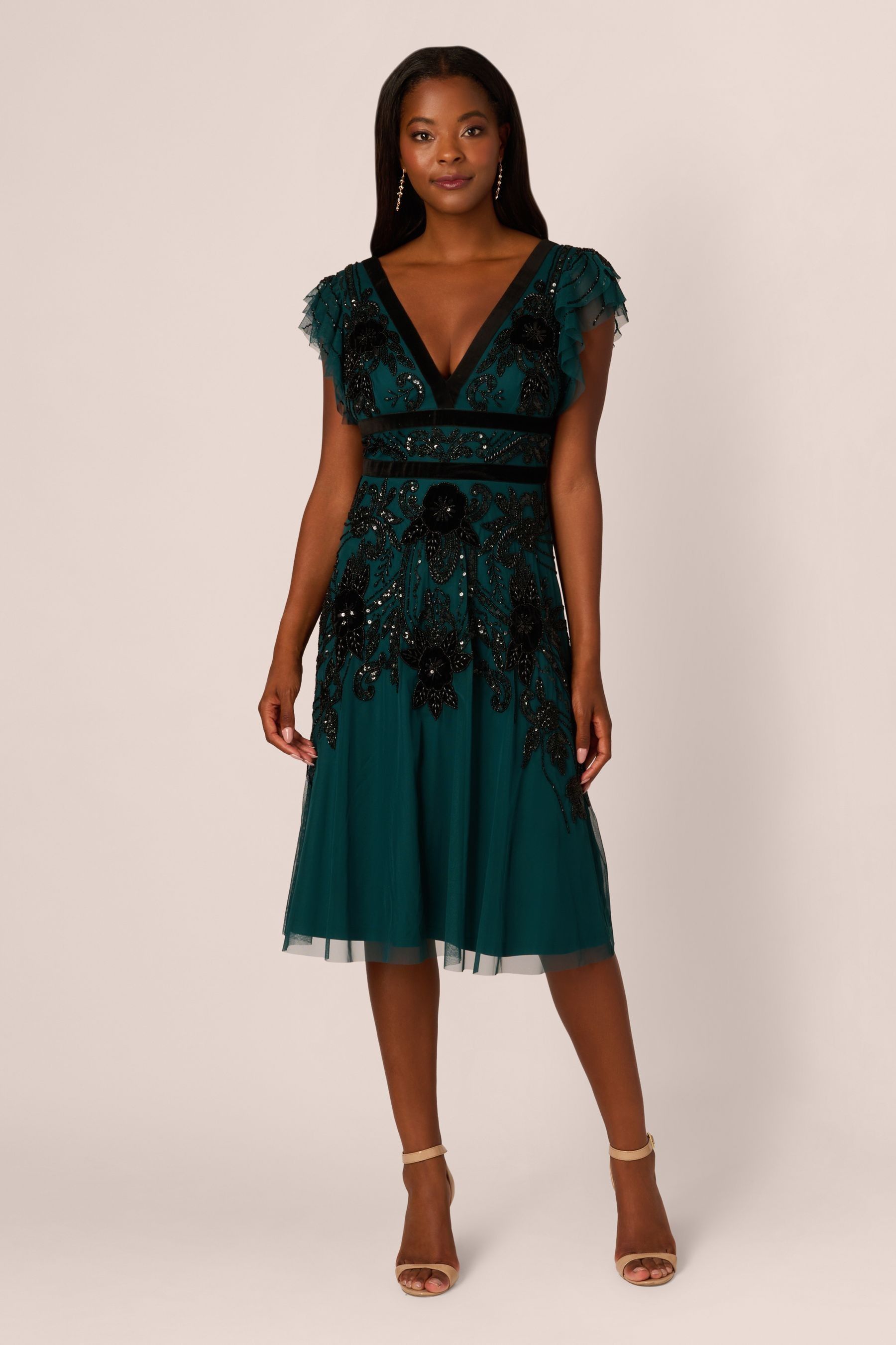 Adrianna papell beaded mesh dress clearance