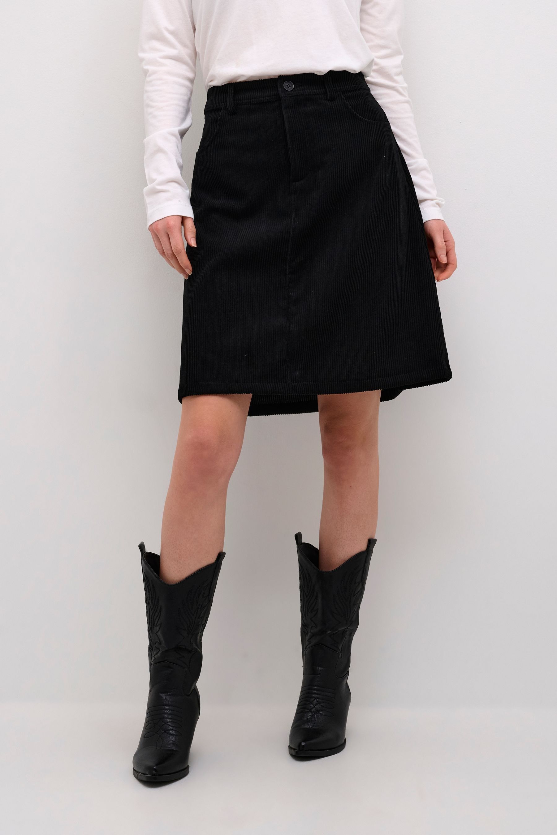 Buy Cream Crcory Above The Knee Corduroy Black Skirt from the Next UK online shop