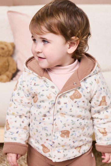 MORI Cream Reversible Bear Print Organic Cotton And Bamboo Pro Jacket