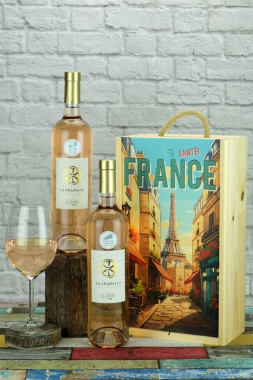 Le Bon Vin French Provence Rosé 2 Bottle Wooden Gift Box