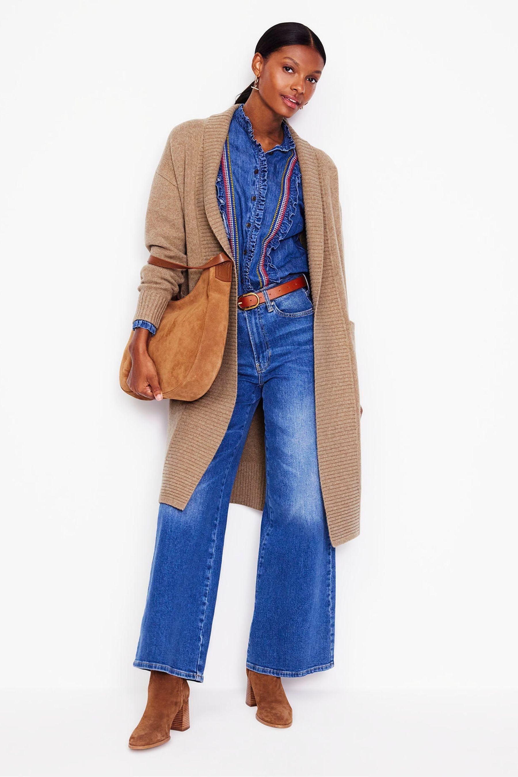 Buy Boden Cream Longline Merino Cardigan from the Next UK online shop
