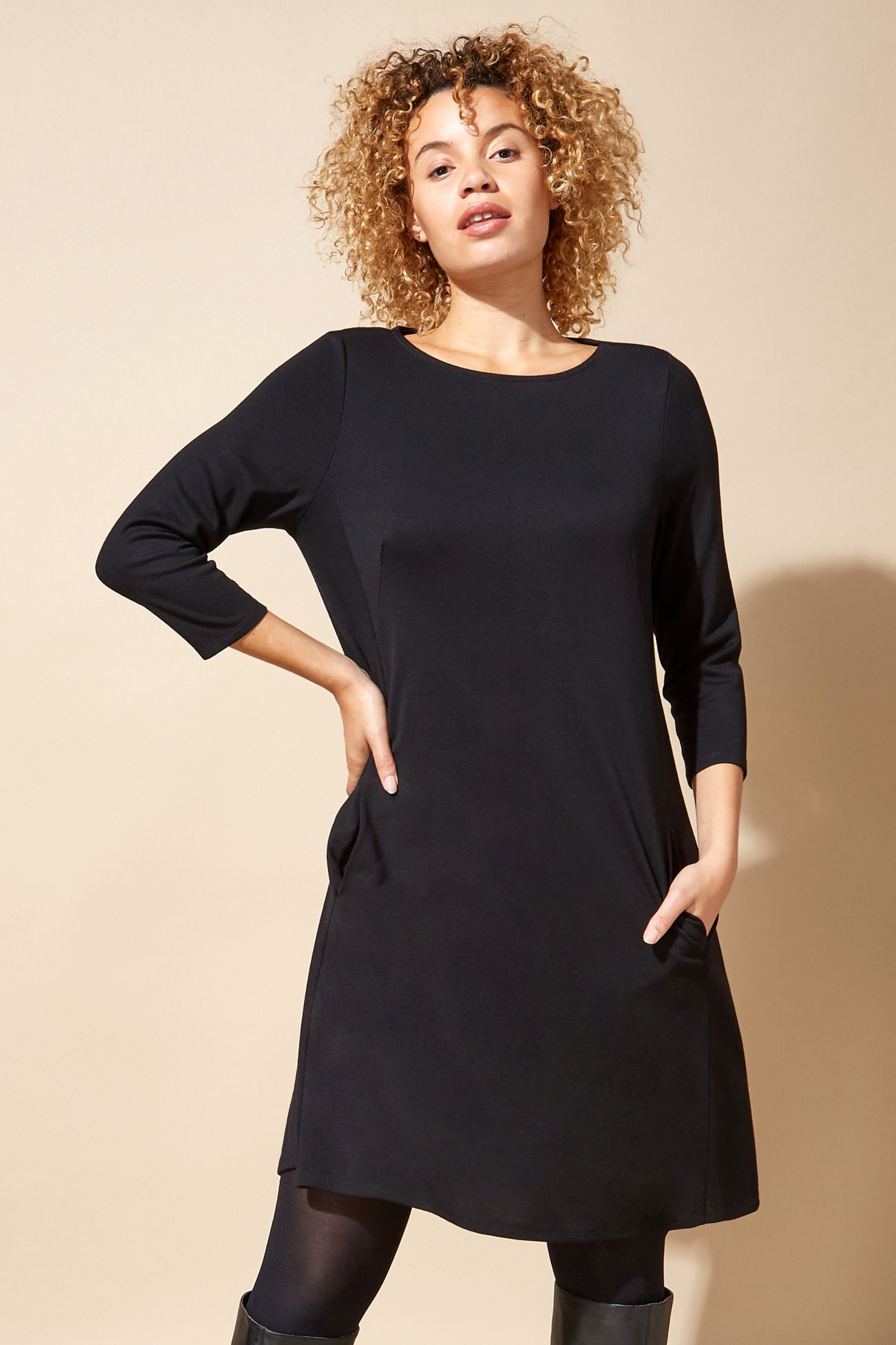 Buy Roman Black A Line Pocket Detail Swing Dress from the Next UK online shop