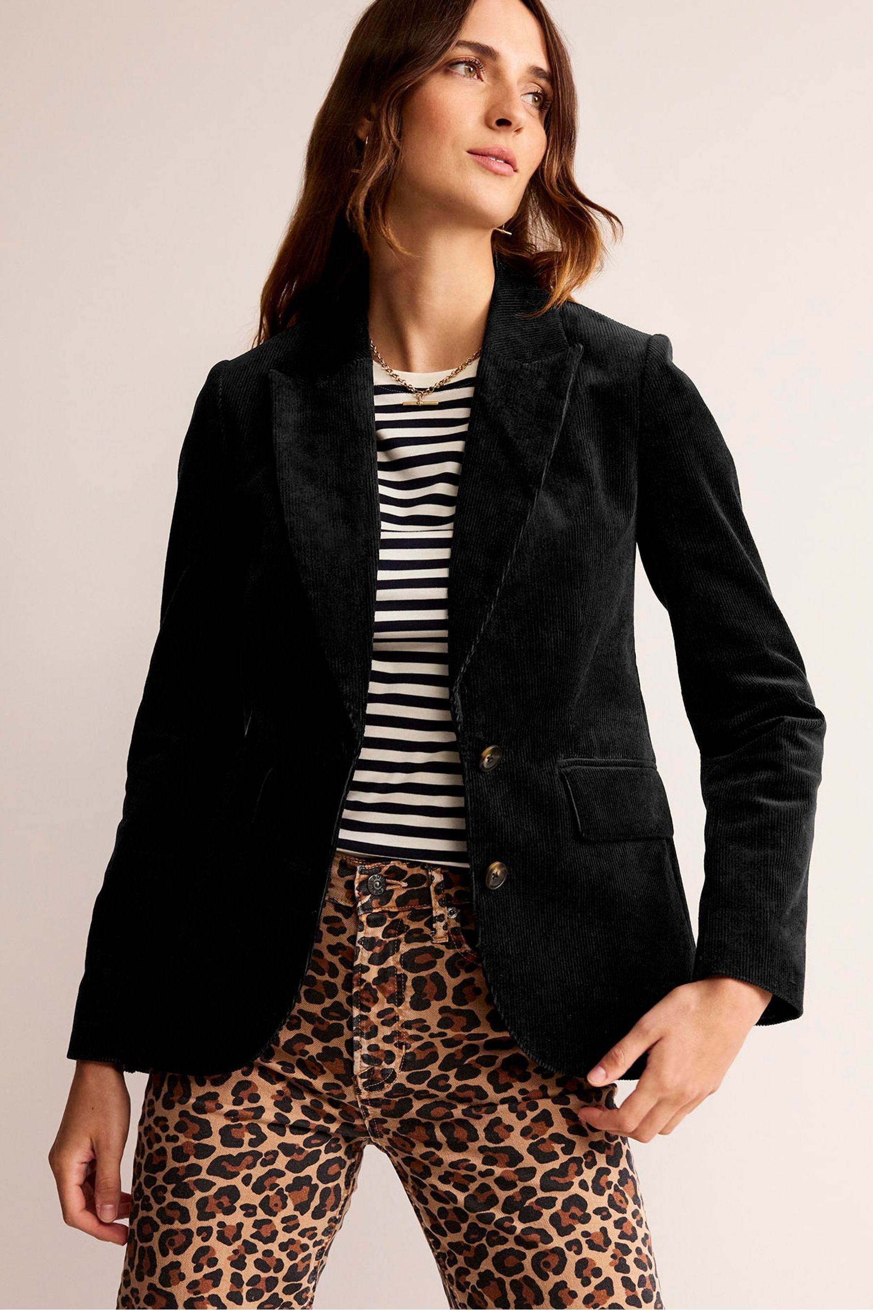 Black cord blazer womens best sale