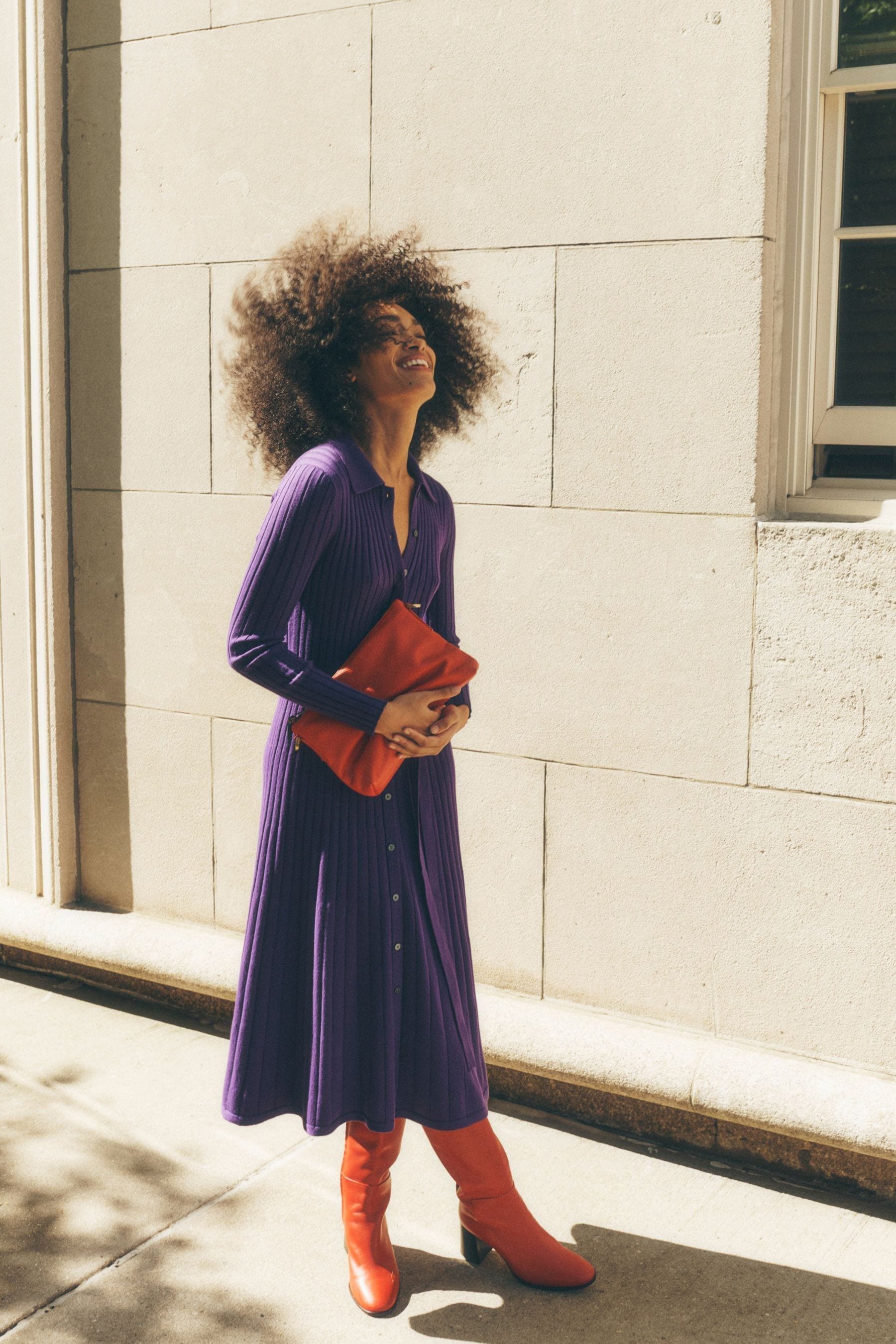 Boden Purple Rachel Knitted Shirt Dress