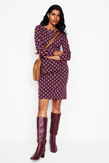 Boden Purple Florrie Long Sleeve Dress