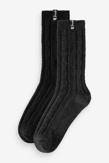 Pringle Black Textured Knit Boot Socks 2 pack