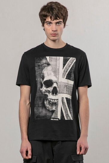 Religion Black Union Jack 100% Cotton T-Shirt