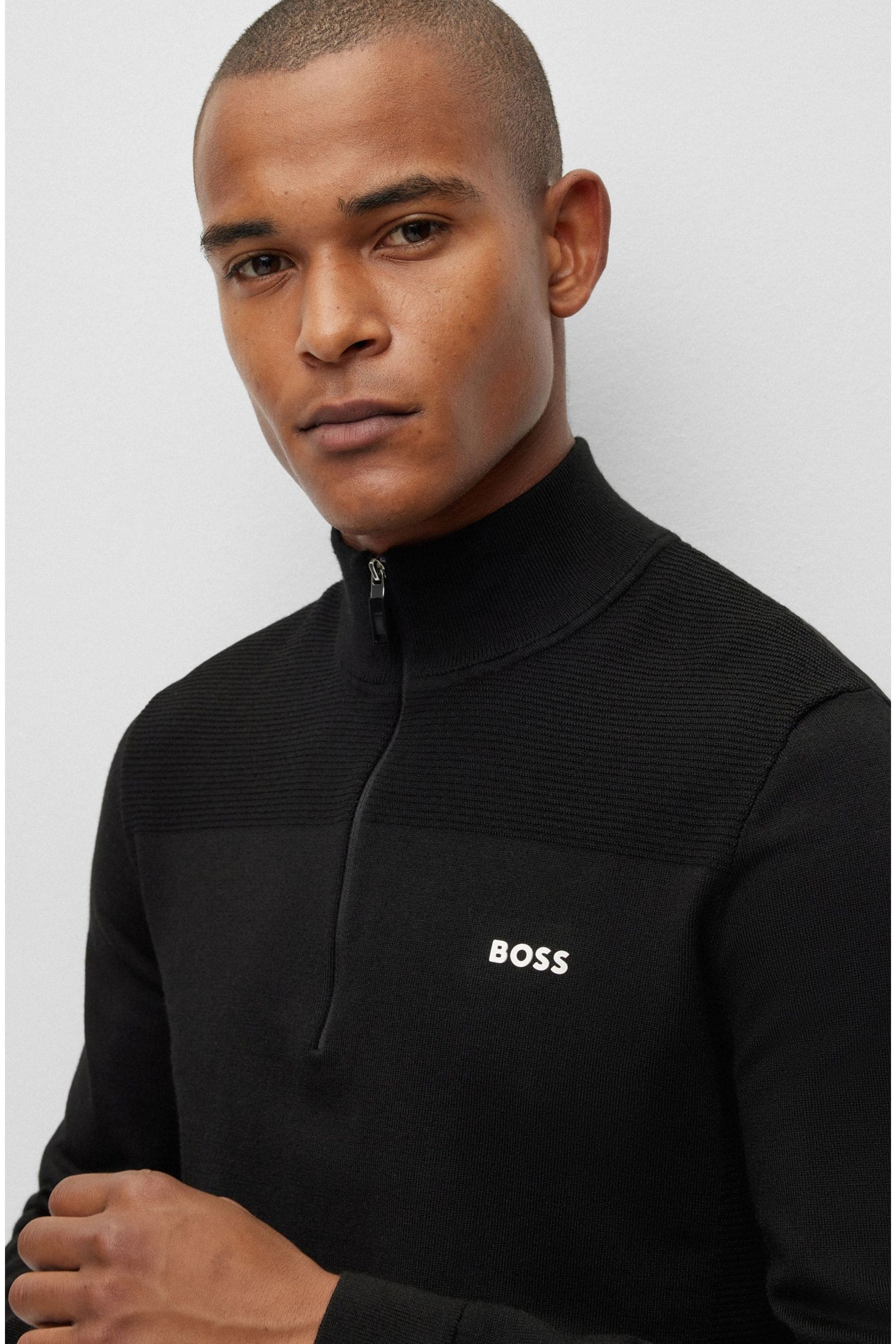 Boss zip neck sweater hot sale