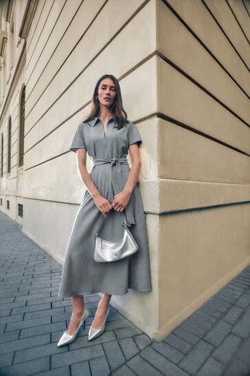 Phase Eight Grey Silvia Tonic Midi Shirt Dress