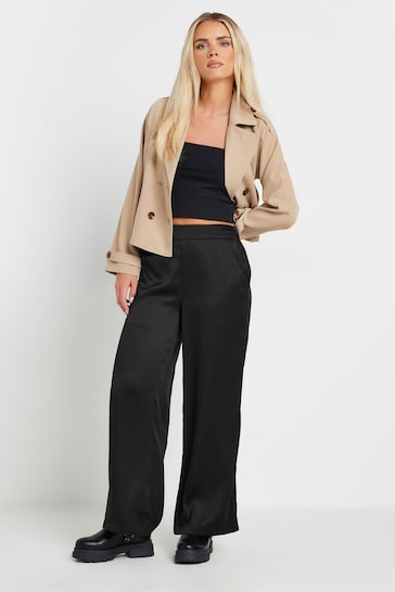 PixieGirl Petite Black PixieGirl Petite Satin Wide Leg Brown Trousers