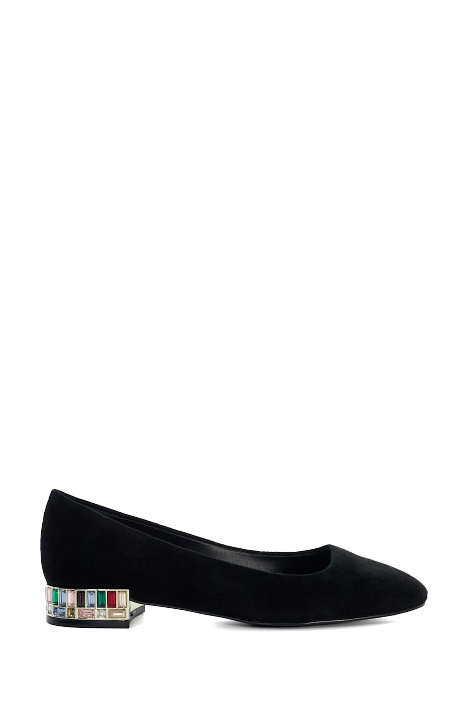 Dune London Black Ballerina Jewel Heel Flat Court Shoes