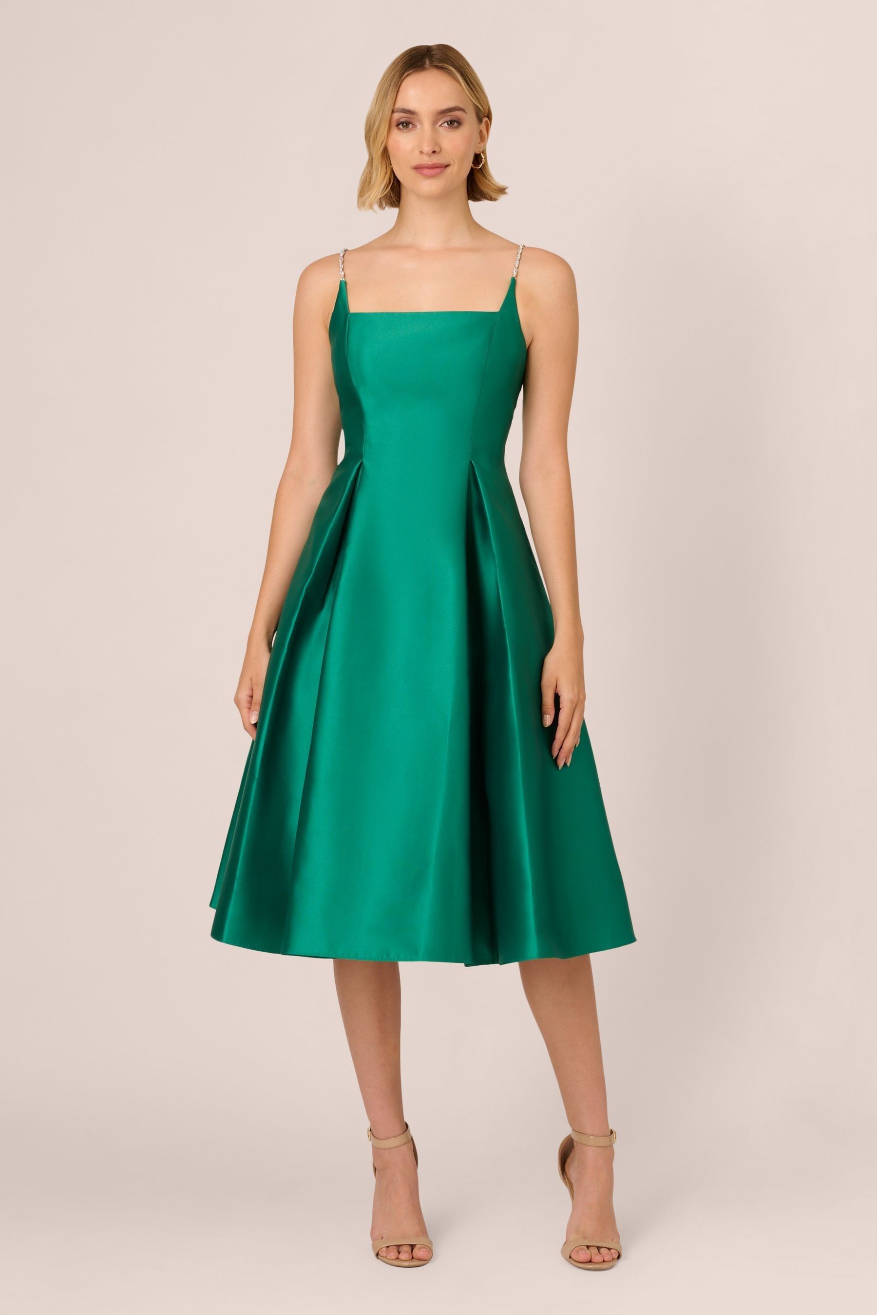 Buy Adrianna Papell Green Mikado Midi Dress from the Next UK online shop
