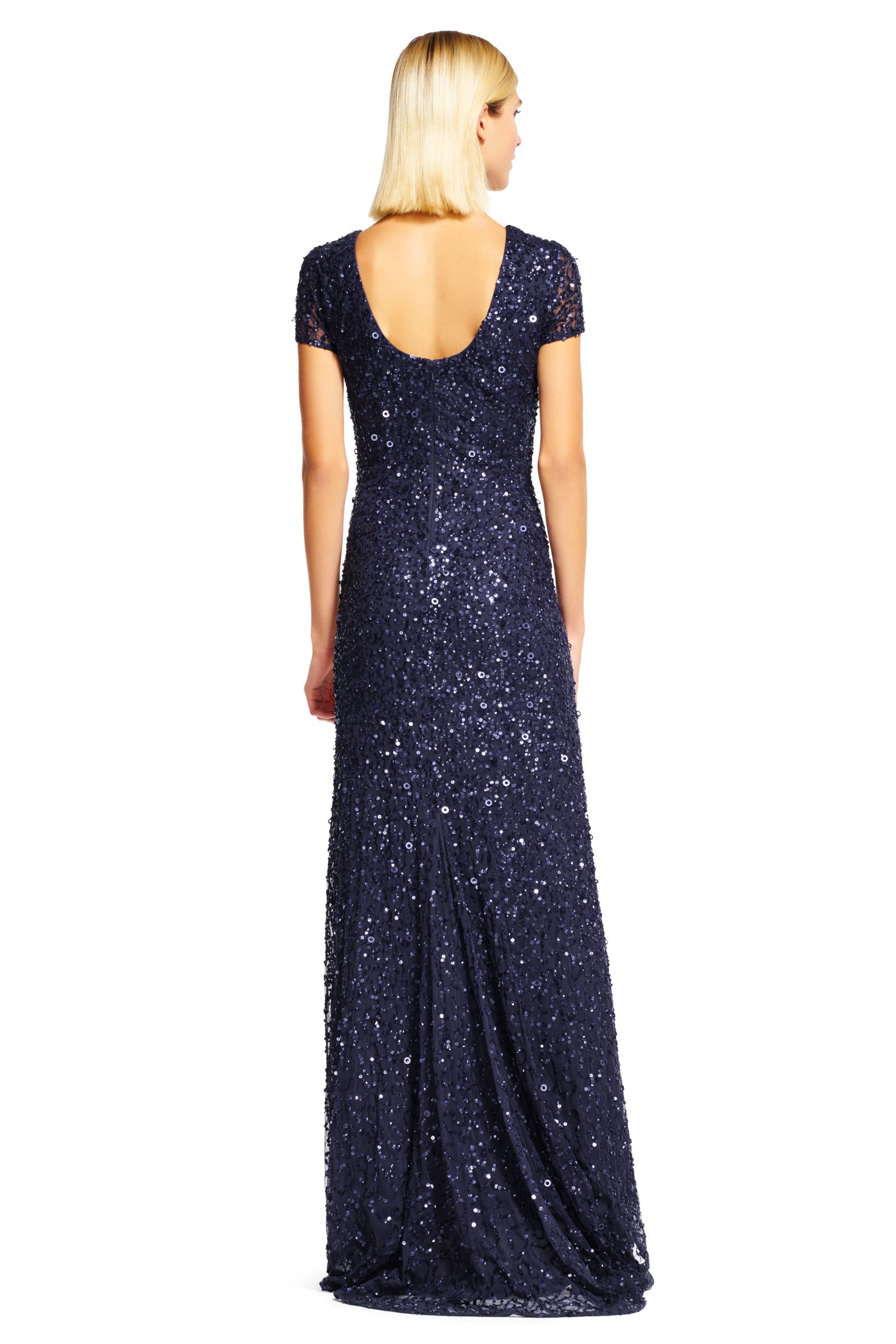 Buy Adrianna Papell Blue Scoop Back Long Dress from the Next UK online shop
