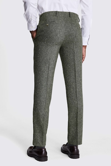 MOSS Khaki Green Slim Fit Tweed Trousers