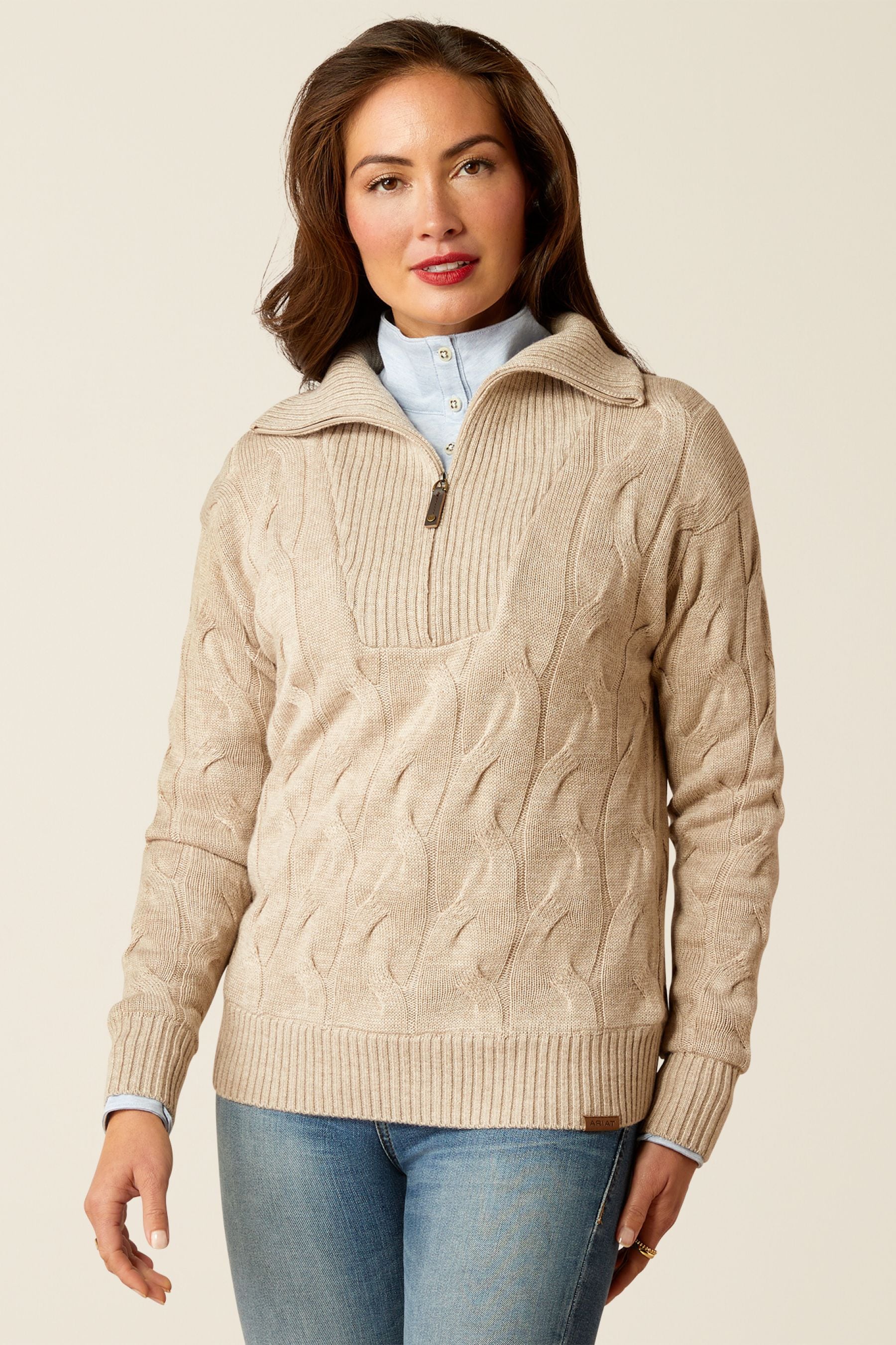 Ariat Alamere Wind Resistant 1 2 Zip Brown Sweater